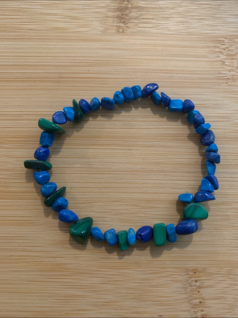 Blue and Green Stone Beaded Stretch Bracelet unisex
